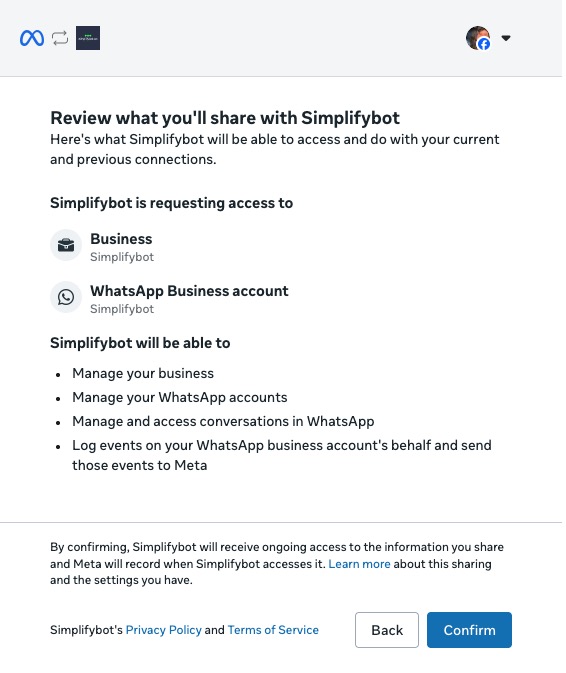 Agent setup in Simplifybot dashboard