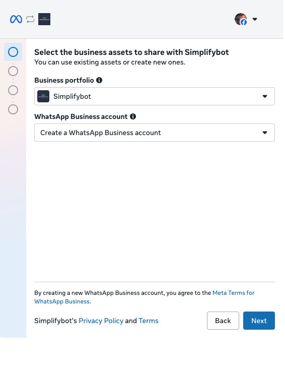 Agent setup in Simplifybot dashboard